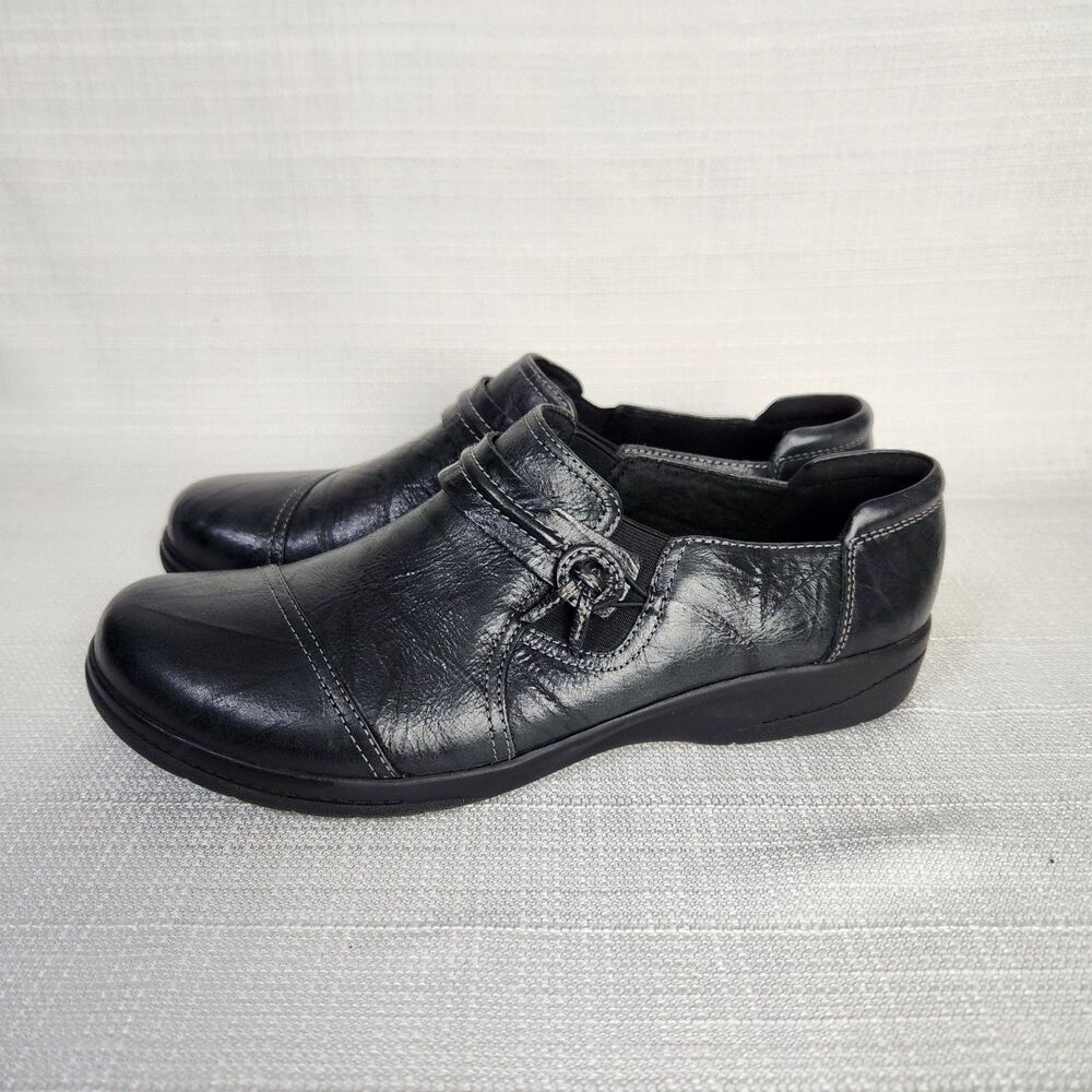 Clarks Collection Cheyn Madi Size 11 M Black Leather Slip On Comfort Shoes